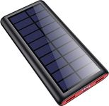 Solar Charger,26800mAh Solar Battery Power Bank Portable Panel Charger with LED & 2 USB Output Ports External Battery Pack for Camping Outdoor for Smartphone, Tablet and Android Cellphone (Red)