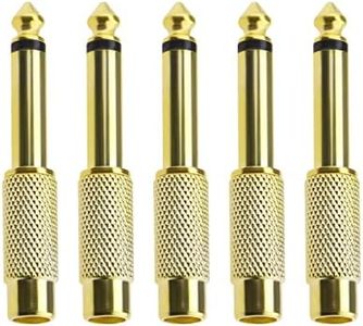 SING F LTD 5PCS RCA to 1/4 Inch Adapter Gold Plated RCA Female to 6.35mm Mono Male Plug Quarter Inch Adapter TS Jack Plug to RCA Audio Connector