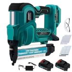 Cordless Brad Nailer with 2-Max Batteries & Charger, 2" Length Nails -18GA 1/4" Narrow Crown Staples,Nail Gun Battery Powered,Staple Gun with 800pcs Staples & Nails(Jovant)