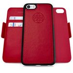 Dreem Fibonacci 2-in-1 Wallet Case for Apple iPhone 5/5s/SE1 - Luxury Vegan Leather, Magnetic Detachable Shockproof Phone Case, RFID Card Protection, 2-Way Flip Stand - Red