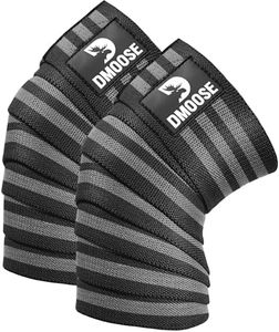 DMoose Fitness Compression Knee Sleeves Wrap, Fitness & Support for Workouts & Running, Knee Brace for Men, Knee Sleeves for Women Knee Pain, Knee Support for Women - Black/Stripes (Pair)