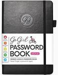 GoGirl Password Book with Alphabetical tabs – Internet Address & Password Keeper Logbook for Password Organization, Journal Notebook for Saving Website Logins. Medium Size 5.3″ x 7.7�″, Black