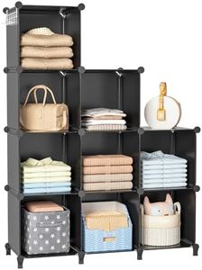 Neprock Closet Organizer, 9 Cube Closet Organizers and Storage,DIY Stackable Clothes Organizer Shelving,Cube Storage Organizer,Book shlef,Yarn Storage(Black)