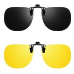 Night Driving Day & Night Clip On Sunglasses Over Prescription Glasses Nighttime Anti Glare Night Vision Glasses