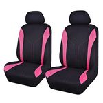 Flying Banner Universal Fit Car Seat Cover Sets Mesh Fabric Splicing Polyester Cover (2 Fronts, Black and Pink)