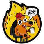 This is Fine Dog Patch, 3.5x3.1 Inch Creative Dog Morale Patch Funny Meme Embroidered Patches Dog Embroidered Applique Patches with Magic Tape Backing for Backpacks, Jackets, Jeans, Vests