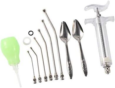 Adhere To Fly 50ML Baby Bird Parrot Manual Feeding Syringe Set with 6 Pcs Curved Gavage Tubes and Stainless Steel Metal Feeding Spoon (50ML) (50ML)