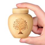 Small Urns for Human Ashes Keepsake Set of 1,Mini Urns for Ashes Made of Bamboo with Tree of Life Pattern Engraved,Mini Cremation Urn for Human Pet Ashes,Hold Ashes Up to 6.1 Cubic Inches