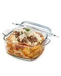 NUTRIUPS 1L 14.5cm Glass Casserole Dish for Oven with Lid Square Casserole Dish with Lid, Mini Glass Casserole Cookware Small Casserole Dish