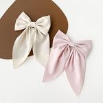 PLINUBLA 2Pcs Solid Big Ponytail Bow Alligator Hair Clips Duckbill Barrettes Hair Accessories for Baby Girls Toddlers Kids Teens Women