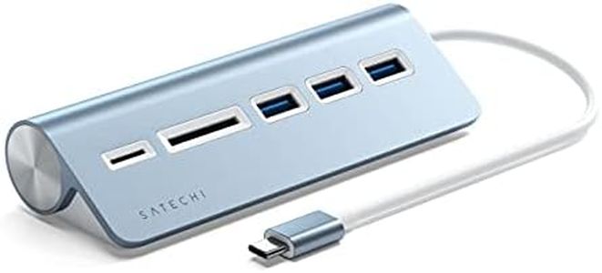 Satechi USB-C Combo Hub for Desktop Ð USB-A 3.0 Data Ports & Micro/SD Card Readers - Compatible with Apple Studio Display, 2021 iMac M1, 2019/2017 iMac, 2020 MacBook Pro/Air M1 (Blue)