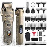 Hatteker Professional Hair Clippers for Men Beard Trimmer Clippers and Trimmer Set Waterproof T-Blade Trimmer Cordless Grooming Kit Nose Body Hair Trimmer Barber Clippers Hair Cutting Kit