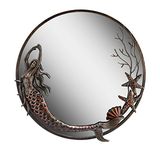 Zeckos SPI Aluminum Frame Mermaid Round Mirror Bathroom Décor