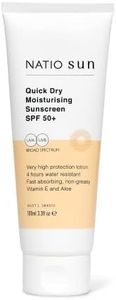 Natio Australia Quick Dry Moisturising Sunscreen SPF 50+ 100ml 100ml - Hydrating Daily Sun Protection UVA/UVB Broad Spectrum Sunscreen - 4 Hours Water Resistant, Fast Absorbing, Non-Greasy - Vitamin E & Aloe Vera - Made in Australia