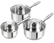 MICHELANGELO Stainless Steel Saucepan Set with Lids 1QT & 2QT & 3QT, Stainless Steel Sauce Pot Set 6 Piece, Nonstick Saucepans, 6 Piece Sauce Pan Set, Dishwasher Safe, Induction Compatible