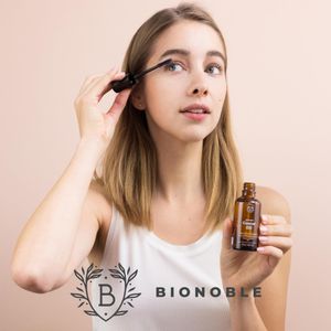 BIONOBLE Organic Castor Oil 50ml – Cold Pressed, Hexane Free, Mascara Kit for Eyelashes, Hair, Brows, Skin