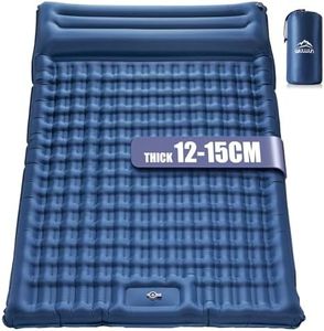 WULWUN Matelas de Camping Auto-Gonflant Double, 12-15CM d’Épaisseur, Matelas de Voyage Gonflable pour 2 Personnes avec Pompe Intégrée, Matelas Ultra-Léger pour Randonnée, Camping, et Voyage (Bleu)