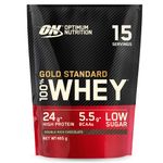 Optimum Nutrition Gold Standard 100% Whey Muscle Building and Recovery Protein Powder With Naturally Occurring Glutamine and BCAA Amino Acids, Double Rich Chocolate Flavour, 15 Servings, 465 g