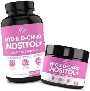 Premium Inositol Supplement Bundle - Myo-Inositol and D-Chiro Inositol Plus Folate and Vitamin D - Capsule & Powder - Hormone Balance & Healthy Ovarian Support for Women - Vitamin B8-60 Day Supply