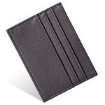 URAQT Credit Card Holder Wallet, RFID Blocking Leather Ultra Slim Wallet, Thin Minimalist Credit Card Case Card Protector, Front Pocket Wallets for Men, Women - 6 Card Slots and 1 Pockets (Dark Brown)