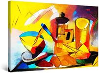 Startonight Canvas Wall Art Abstract - Kitchen Table Cubism Painting - Large Framed 80 x 120 CM