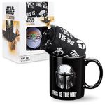 Disney The Mandalorian Mug and Socks Set, Calf Socks and Ceramic - Mug Gifts for Men (This is The Way Black AOP)
