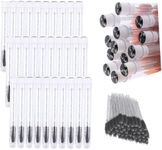 Ipien 60 Pcs Black Lash Pattern Lash Disposable Mascara Brushes Diamond Eyelash Spoolies Makeup Brush Mascara Wand in Sanitary Tube Lash Supplies