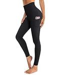 OUGES Womens High Waist Yoga Pants with Pockets Workout Running Gym Leggings(Black,M)