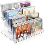 Vowcarol 4-Tier Acrylic CD Storage Organizer, Clear Dvd Case Holder for 32 Jewel Cases