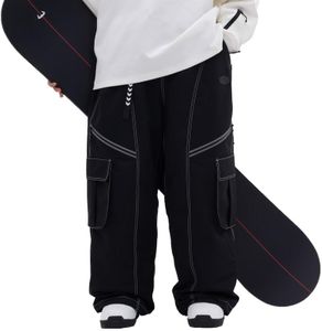 Womens Mens Baggy Waterproof Streetwear Jeans Snowboard Ski Loose Fit Snow Pants Black