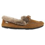 Acorn Women's Cozy Faux Fur Moc Slipper with memory foam and plush suede upper, Cognac, 9.5-10.5