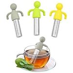 HEKOBAG 3 Pack Loose Leaf Tea Infusers, Silicone Loose Leaf Tea Strainers Cute Tea Strainer Ball Stainless Steel Fine Mesh Loose Tea Strainer Tea Infuser for Loose Leaf Tea(Green,Gray,Yellow)