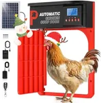 Proshine Upgrade Door Opening, Automatic Chicken Coop Door, Solar Powered Chicken Coop Door, Light Sensor&Timer, Remote Control, Multiple Power Options with Solar Panel(Red)