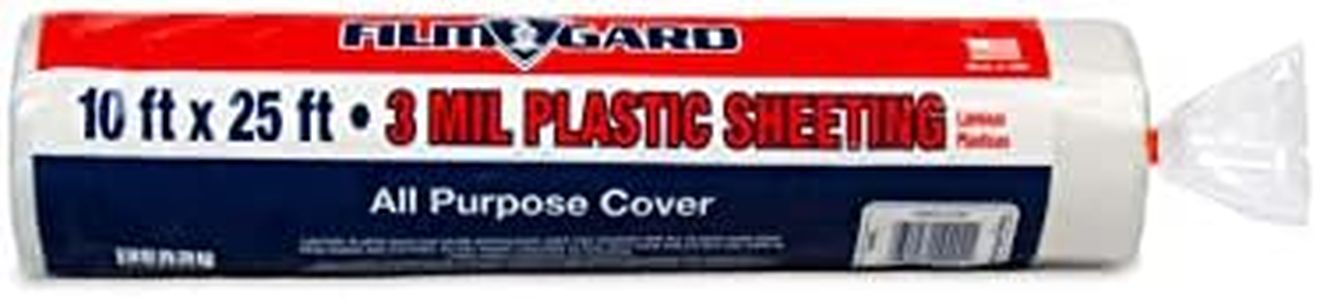 Film-Gard 626134 Consumer Plastic Sheeting 10' Width X 25' Length X 3 mil thick, Clear