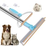 56’’Adjustable Pet Hair Remover Set with Metal Fabric Edge Design,Retractable Carpet Scraper Rake,180°Rotating Dog Shedding Cleaner Tool,Reusable Large and Small Pet Brush for Carpet,Couch,Car,Stair