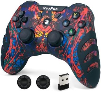 VooFun Controller PC Wireless, 2,4G Joystick per PC Controller PS3 con Doppia Vibrazione, Gamepad PC Gaming Wireless per Windows(7/8/10/11), PS3, Steam, Laptop, Android Smart TV, TV Box (Rosso)