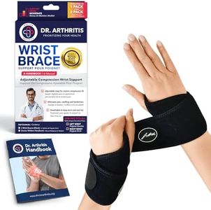 Doctor Developed Premium Carpal Tunnel Night Wrist Brace & Support (With Splint) & Doctor Written Handbook - Fully Adjustable With Comfort Padding (Wrist Brace 2 Pack (Black))