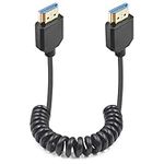 Duttek 8K HDMI Coiled Cable, Ultra HD HDMI to HDMI Coiled Cable, Extreme Thin HDMI 2.1 Male Cable Support Dynamic HDR Up to 48Gbps Compatible with TV, Monitor, Computer, Xbox, Laptop. 4FT/1.2M