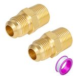 Breezliy 2 PCS Brass Tube Fitting, Half Union Gas Adapter 3/8" Flare x 3/8" NPT Male Pipe