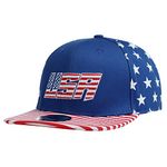 Underground Kulture USA United States of America Blue Stars and Stripes Adjustable Super Bowl World Cup Flat Peak Snapback Hat Baseball Cap