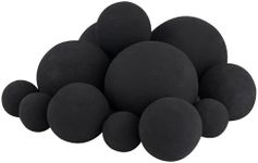 Skyflame 12PCS Ceramic Fire Balls, Mixed of 4 Sizes Fire Pit Balls Set for Indoor and Outdoor Fire Tables or Fireplaces Accessory, Black