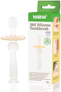 Haakaa 360° Silicone Baby Toothbrush 1 pk, BPA PVC and Phthalate Free (Clear)
