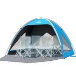 Wolfwise Large Beach Tent Sun Shelter for 3-4 Person, Spacious Sun Shade UPF 50+ UV Protection, Extendable Floor for Privacy, 3 Ventilated Mesh Windows, Portable with Carrying Bag, Black Coating
