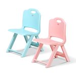 HAPPY BEAR Plastic Foldable Kids Chair | Foldable Study Chair | Space-Saving, Portable, And Supports Up To 30Kg |Folding Stool Chair | Kids Study Chair (Blue/Pink)