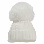 Mini Mart Online Limited Baby Knitted Cable Single Pom Pom Bobble Boy Girl Cap Hat Bonnet Nb-6 Months White