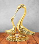 BRIJ HAAT Metal Gold Plated Kissing Duck/Swan pair Figurine for Home Decoration and Love feng shui Antique gifts Item