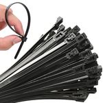 Hian Releasable Zip Ties, 6 Inch, Reusable Cable Ties, Durable Nylon, Multi-Purpose Wire Ties for Home, Office, and Outdoor Use (Medium 6 Inch, Black, Pack of 100)