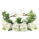 Honoson Dog Wedding Flower Collar Dog Wedding Attire Wreath Bow, for Weddings Flower Ring Pets Cats and Dog, Pet Photo Prop (White, Elegant,Large)