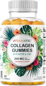 Vitamatic Hydrolyzed Collagen Gummies with Vitamin C, Zinc and Biotin, 200 mg - Healthy Skin Support - 60 Gummies