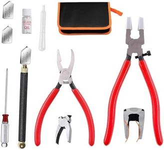 Tayfeim Glass Cutters Tools Set Glass Cutting Tool kit Glass Cutter Glass Running Pliers Breaker Grozer Pliers Stained Glass Tools with Oil Feed Curved Jaws Zipper Package